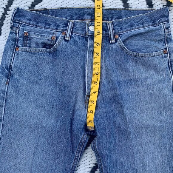 Levi's 505 Regular Straight Leg Distressed Denim Jeans - Picture 9 of 11